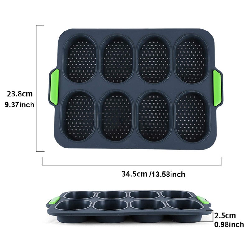 W WBLD Mini Baguette Baking Tray, Non-Stick Silicone French Bread Baking Mouldï¼ŒDIY 8 Loave Baguette Mold Loaf Pan - Image 2